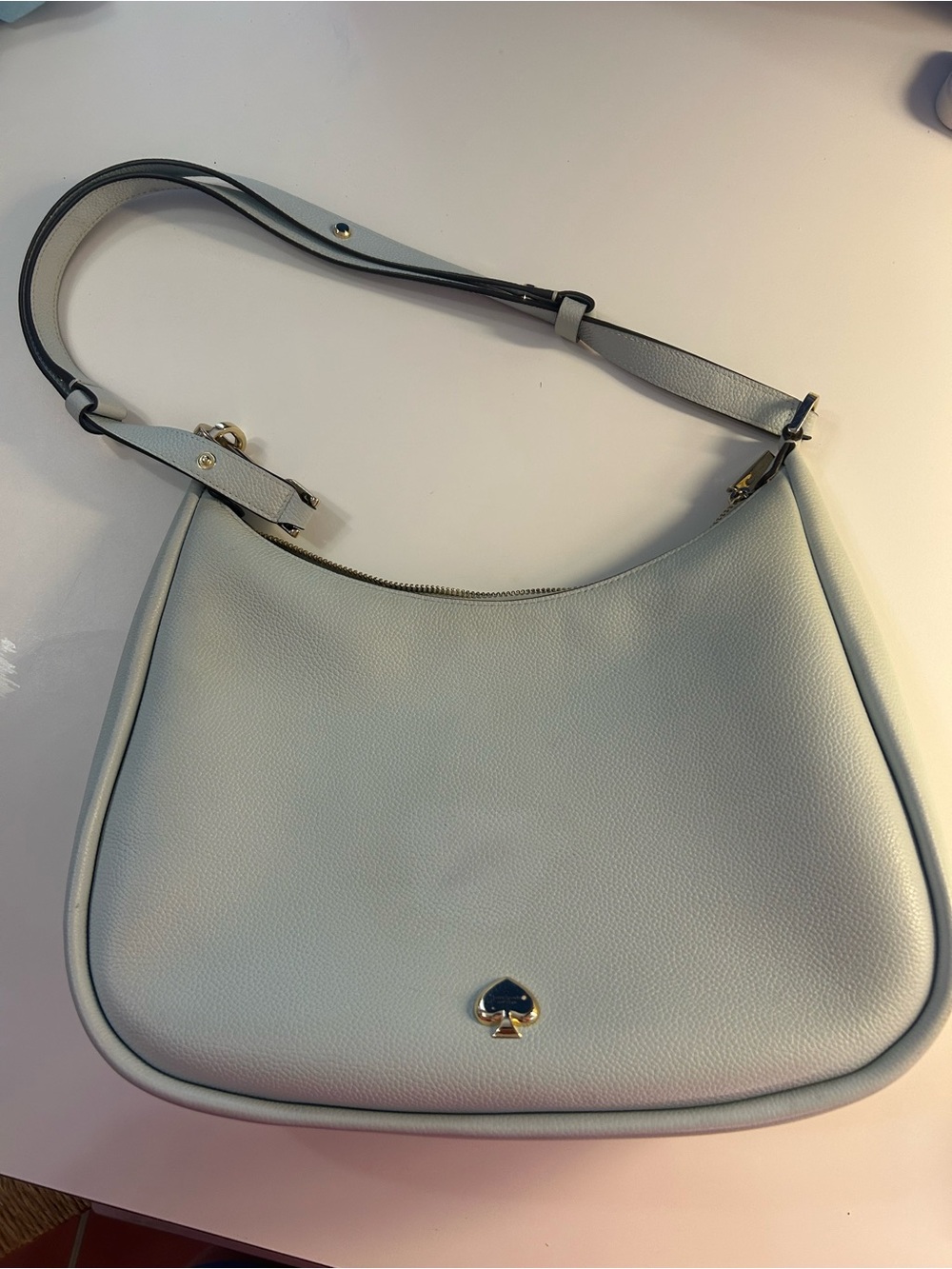 kate spade Pebbled Leather Shoulder Bag in Light Blue